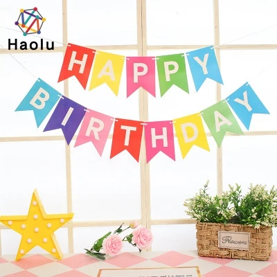 Baby Shower Decoration Paper Bunting Banners Flags Happy Birthday Banner Kid Birthday Party Supplies