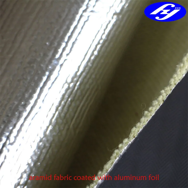 powdered aluminium/aluminium foil/silicone coated para aramid Kevlar fabric
