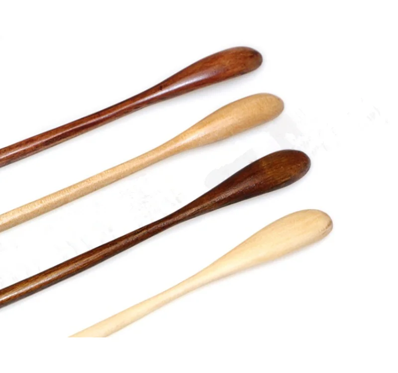 Кружка для кофе с тонкой ручкой, прямая деревянная перемешивающая посуда с логотипом на заказ, деревянная бамбуковая ложка