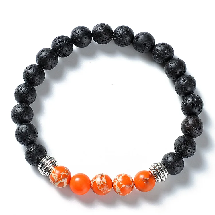 F82 Natural Gemstone Bead Healing  lava rock Homme Chakra Square Bangle Rosary Aromatherapy Wood Beads Men Bracelet Stone