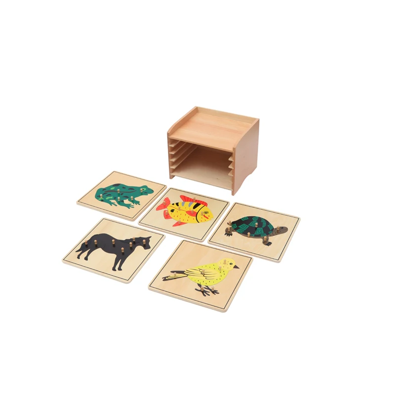 Hot Popular Puzzle Preschool Kids Educational Montessori Material Kindergarten Toys Animal Puzzle Cabinet and 5 Puzzles