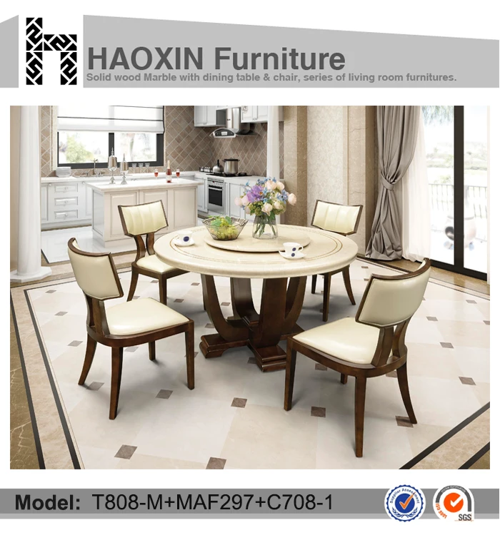 Round table and chair, round marble dining table set
