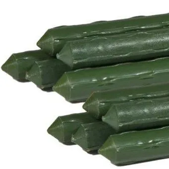 Green plastic plant support stick