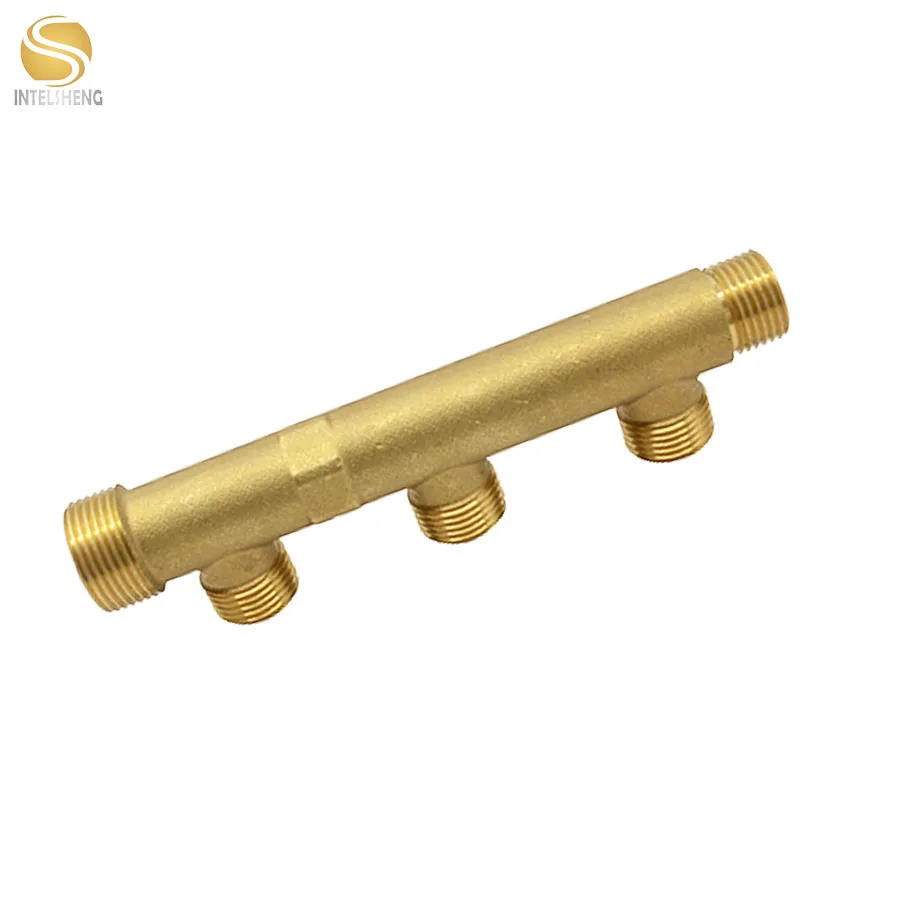 2/3/4 ways heating flow water meter tube pipe fittings connector brass copper industrial manifold
