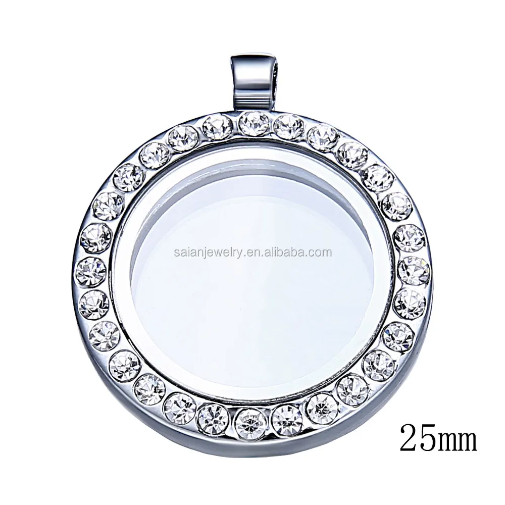 Manufacturer Stock zinc alloy can open glass pendant locket 25 mm box pendant