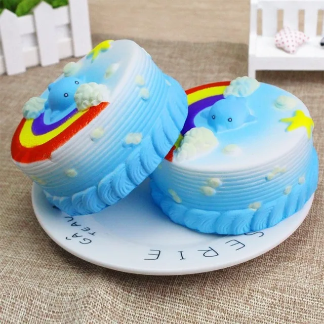 Squishy Slow Rising blue cake rainbow Cute Squishy Toy Cake Slow Rising Stress Reliever Toy squishy