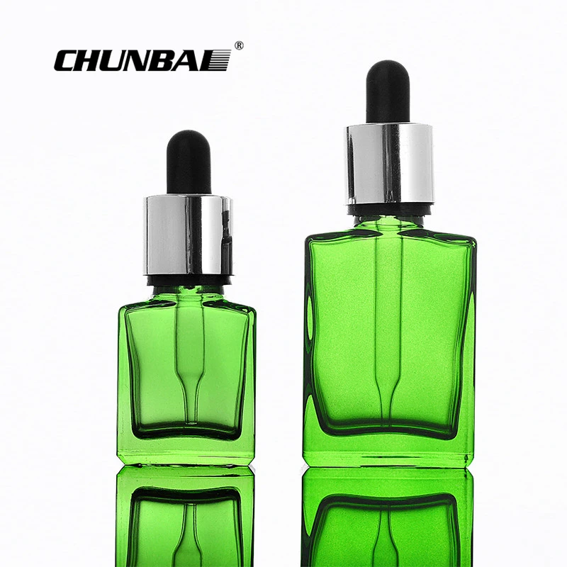 amber clear green rectangular glass bottle for smoking oil glass dropper bottle