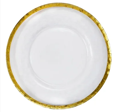 Hot sale Gold rim glass charger plates