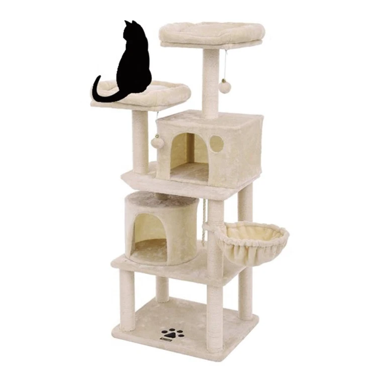 Customized Plush Fur Scratching Printing Sisal Cat Scratcher Tree Castle Tower