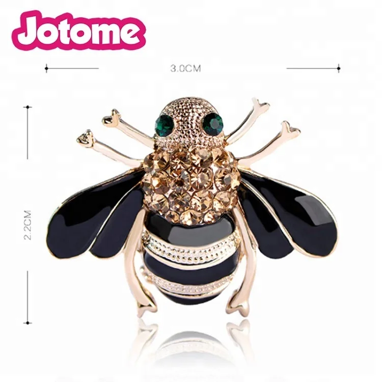 Enamel Rhinestone Bumble Antique Bee Brooch Insect Animal Pin