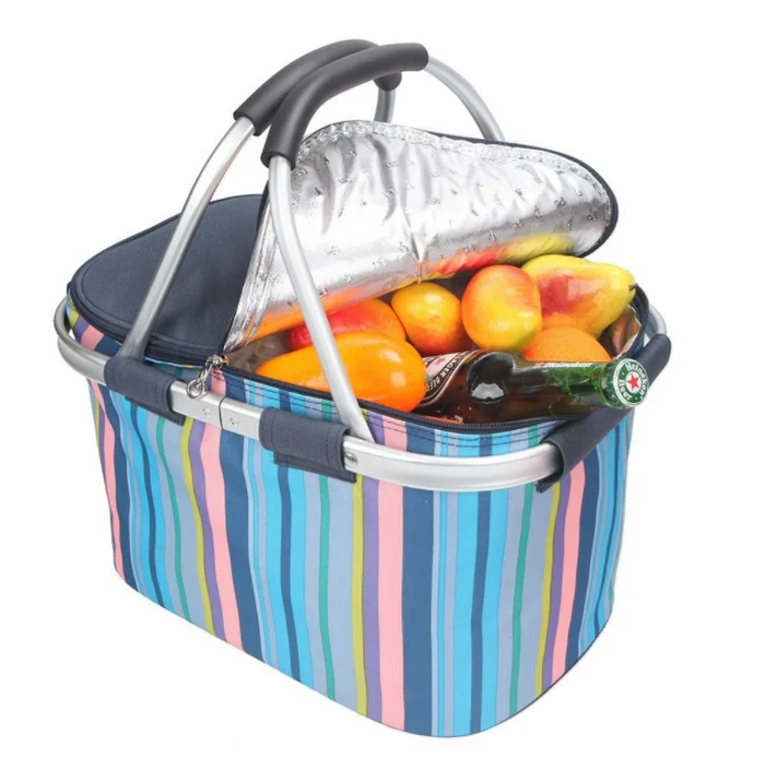 Wholesale Fashion Folding Collapsible Travel Picnic Insulated Cooler Basket Cool Tote Bag