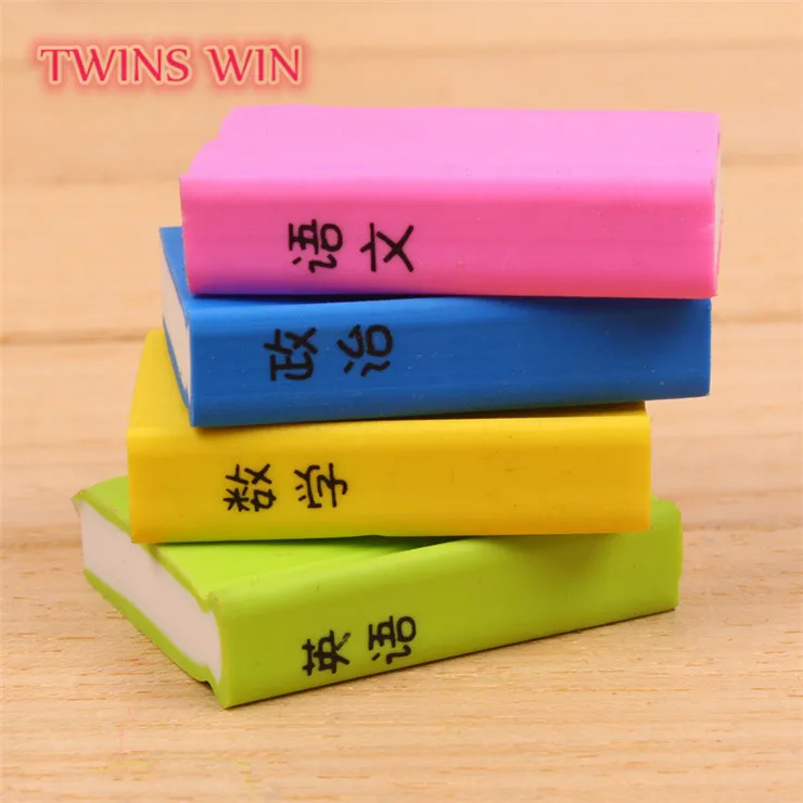 
wholesale germany stationery Cute book shape novelty erasers for school children cartoon mini erasers 