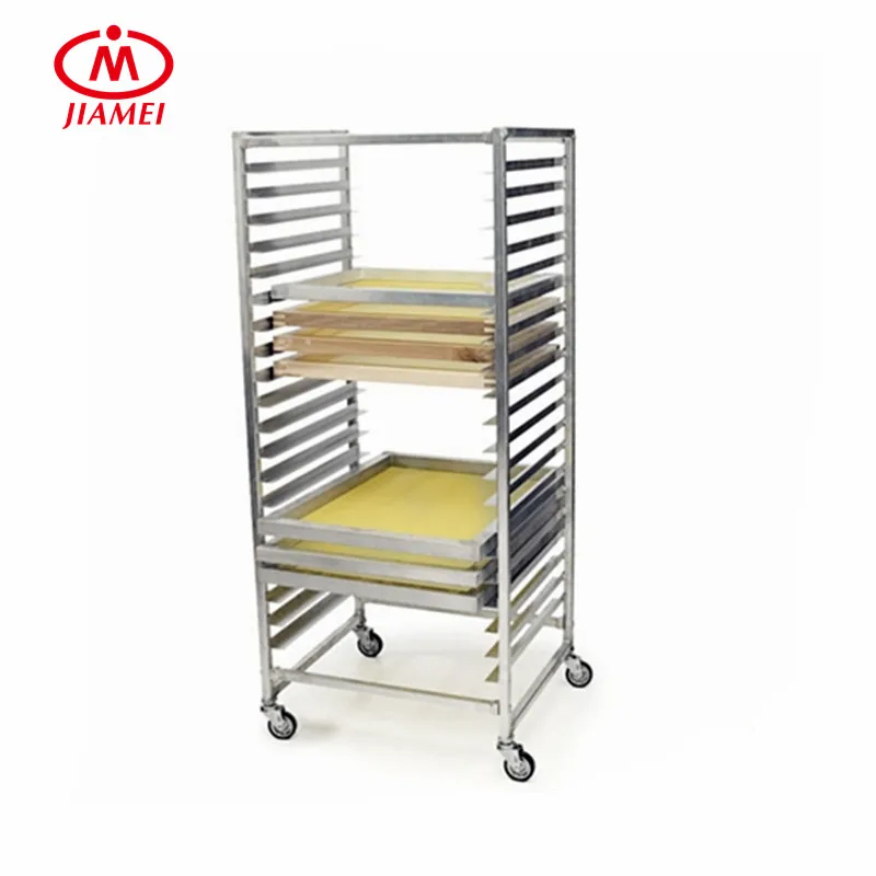China manufacturer stainless steel tray trolley, tray rack trolley in screen printing with factory price