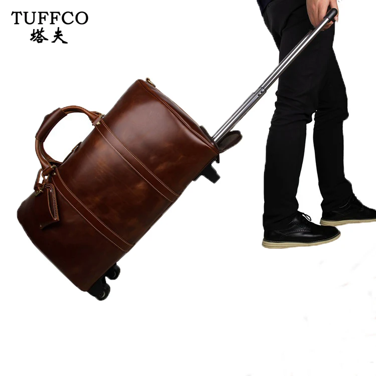 High-end Large Capacity Brown genuine Leather Duffle Bag Luggage Travel Bags