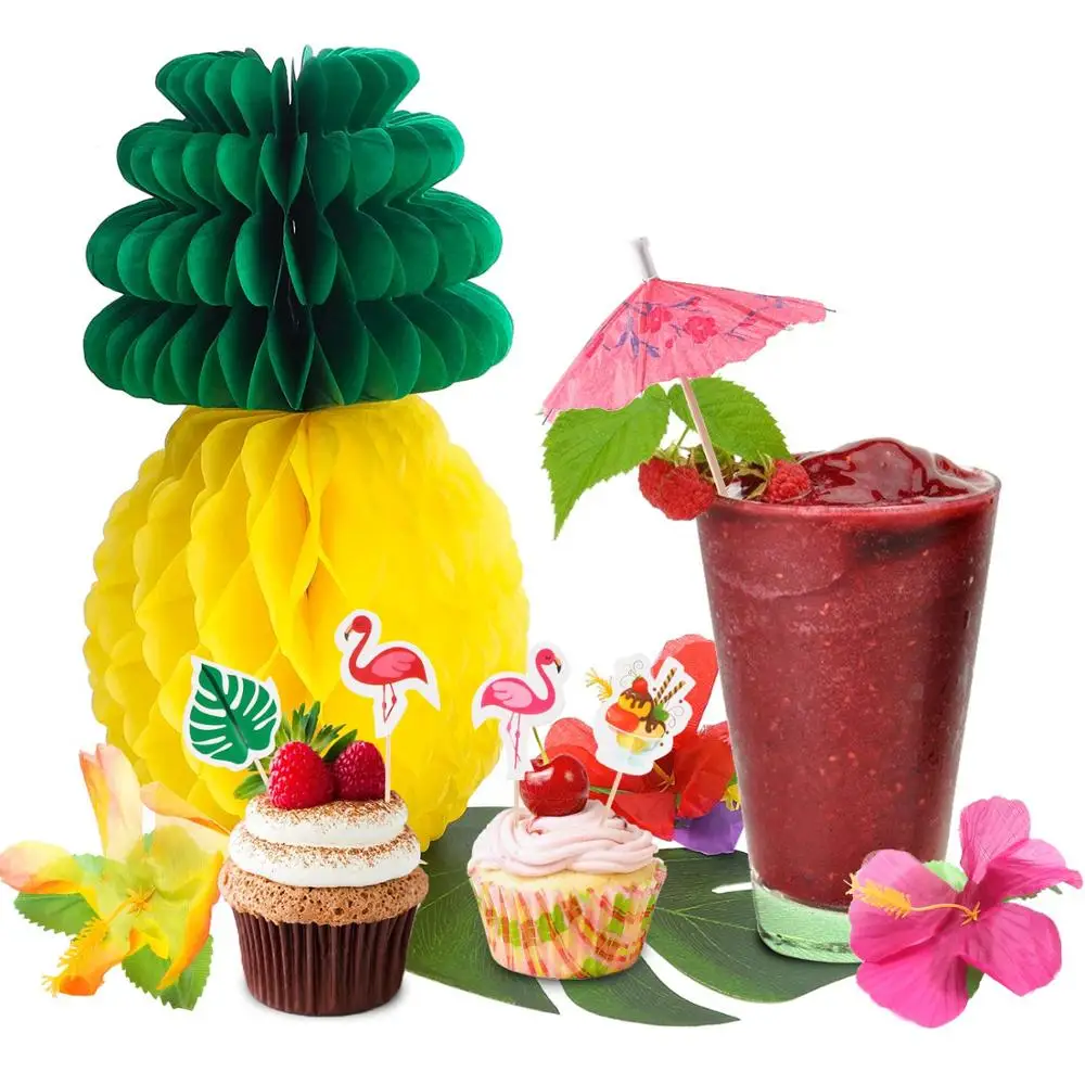 Tropical Hawaiian Jungle Party Decoration Set, Decorative Flower Turtle leaf Luau Party Supplies