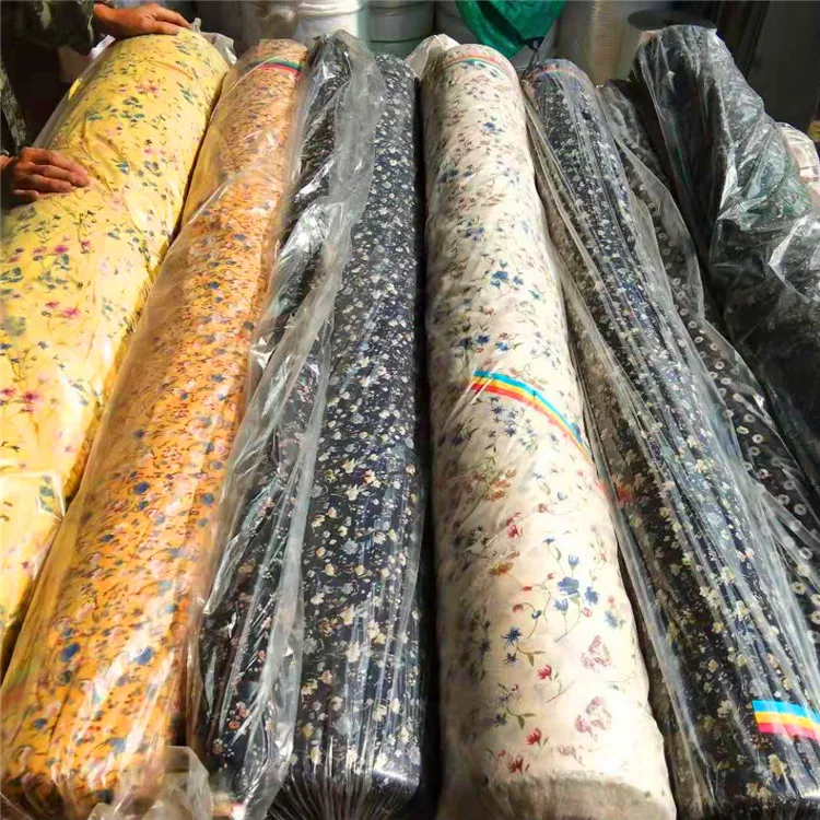 
cheaper price pure silk crinkle printed floral glitter printed chiffon linen fabric in yiwu stocklot cheap price 