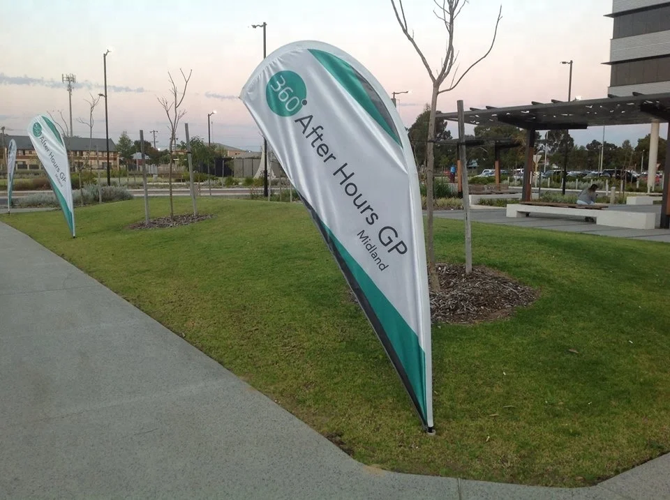 Personalized Digital UV Tear Drop Wing Banner Marketing Automotive Insurance Education Industries Great Trade Show Giveaways