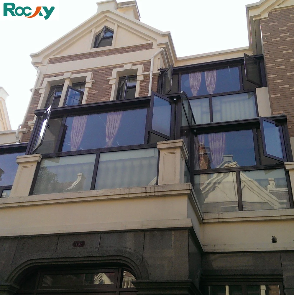 Grey color anti noise double glazed casement aluminium windows