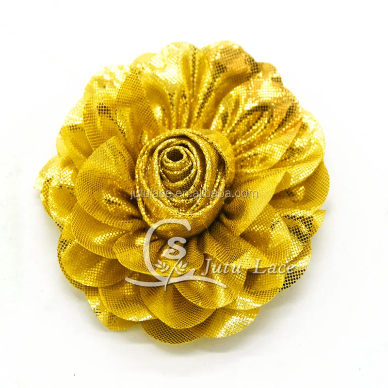 New silver glitter artificial flowers -handmade shiny fabric flowers -rose chiffon christmas flowers