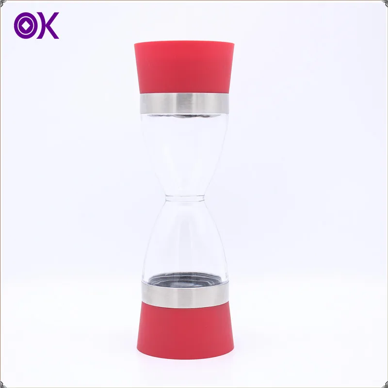 2 in 1 colorful plastic manual salt and pepper mill pepper grinder with double ended hourglass design