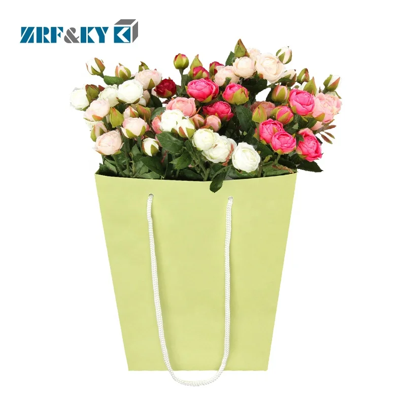 Custom Retail Fresh Flower Packaging Gift Shopping Decorative Paper Tote Bags