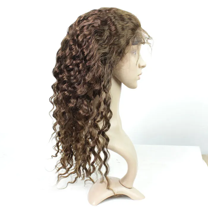 Отличное качество 100% чистые индийские натуральные волосы Remy парик на шнуровке с детскими волосами натуральный волнистый