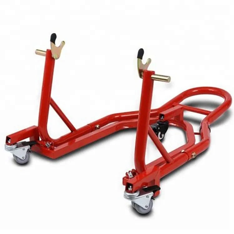 
High quality steel black or red lift front steering head motorcycle support stand 