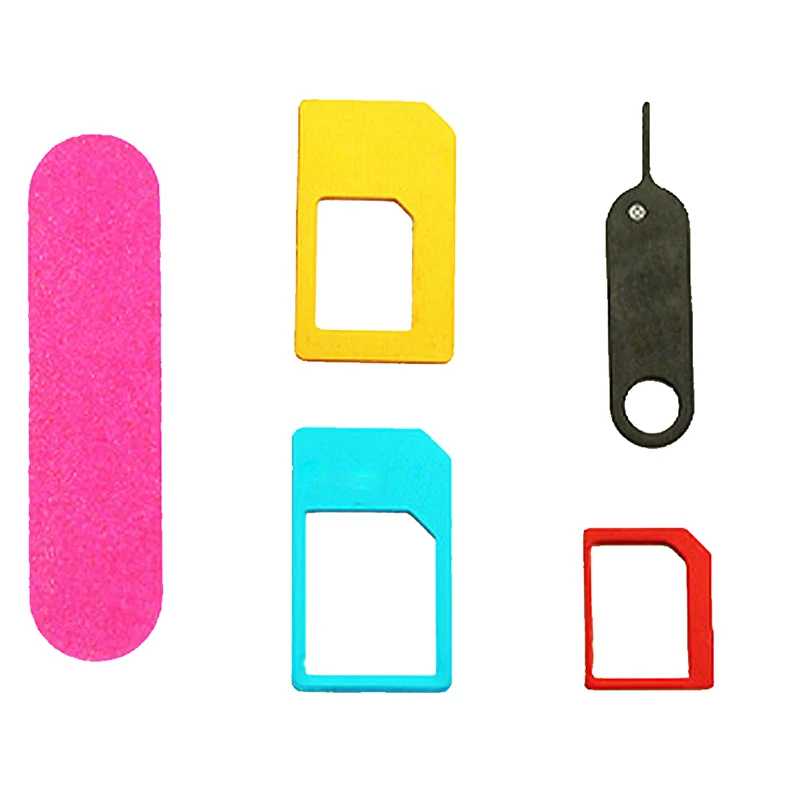 DIHAO Black White 4 in 1 Nano Sim Card Adapter , Micro SIM Adaptor with Eject Pin Key