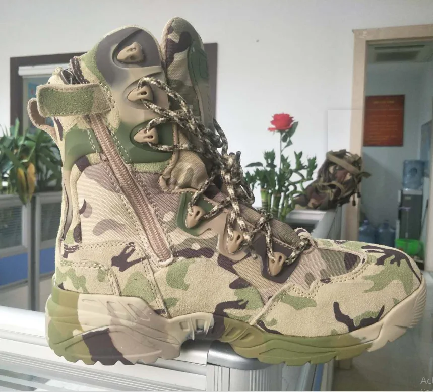 New Design Camouflage Armee Boot Motorcycle riding boots With Zipper