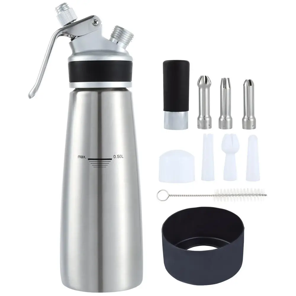 Лидер продаж Amazon, профессиональный 1 пинт, профессиональный алюминиевый диспенсер для взбитых кремов для кофе, десертов, сливок