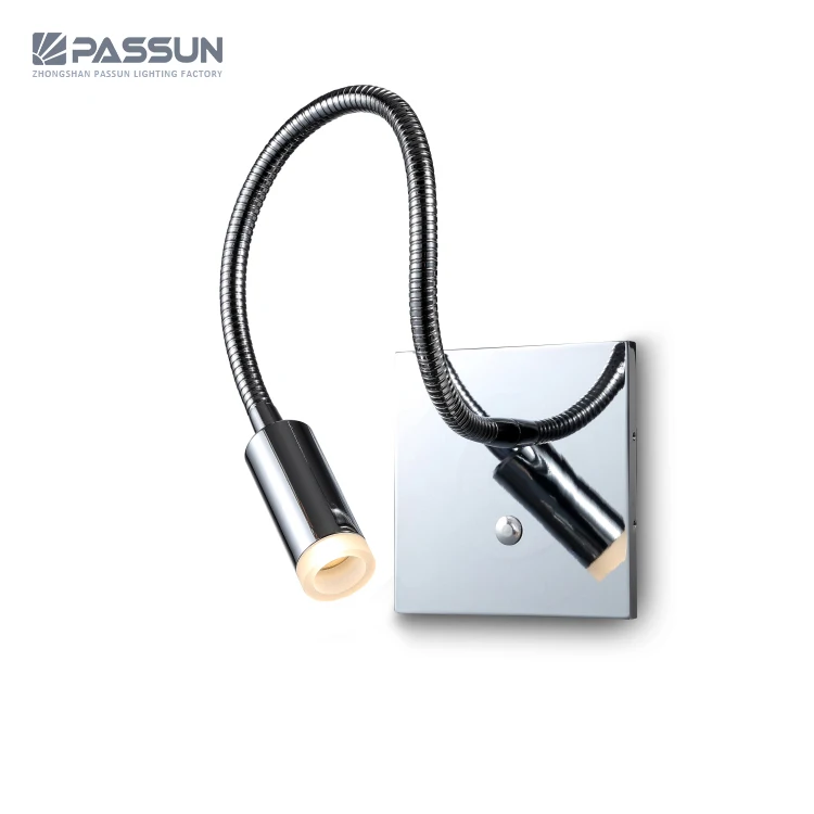 2018 new 3w led hotel bed gooseneck reading light bedside wall lamp