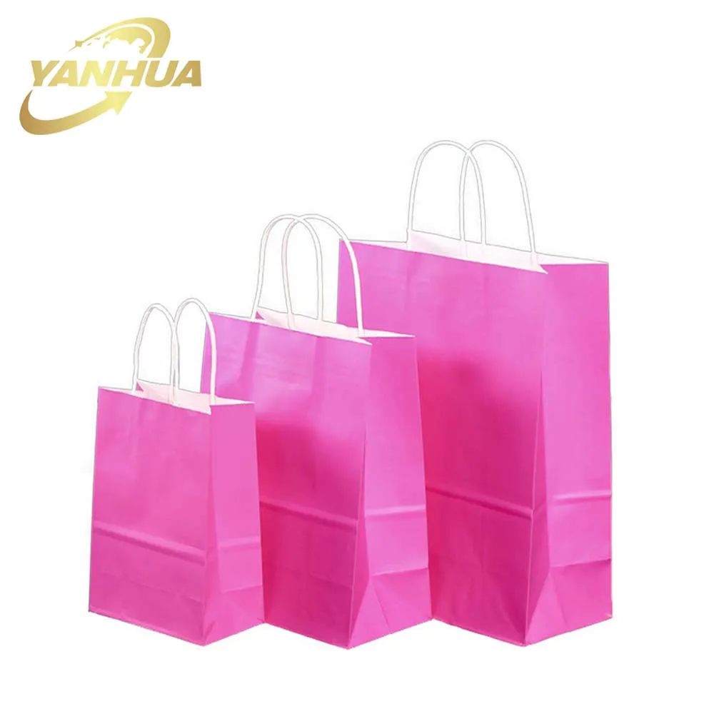 Factory wholesale cheap shopping bag with handle custom logo kraft paper bag