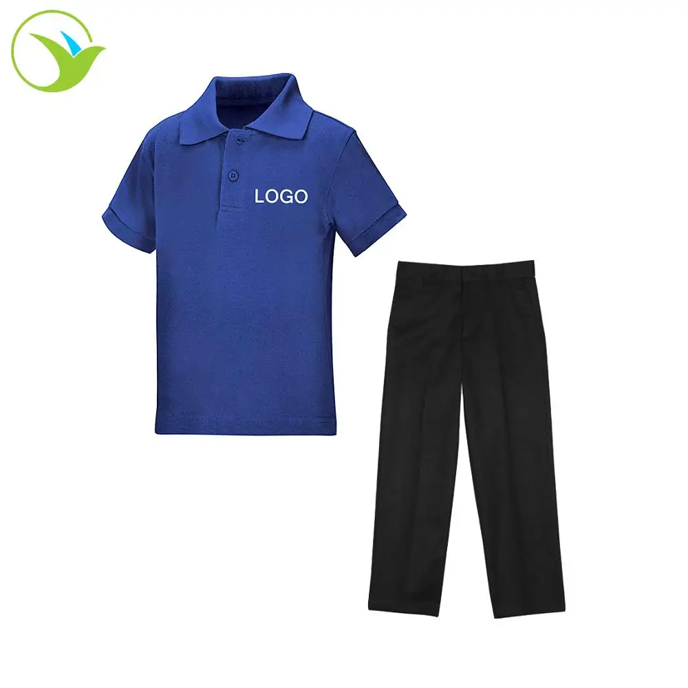 
Kid Custom Cotton Twill Boys Children Primary School Uniform Polo T-Shirt / Pants Uniform For School Children 