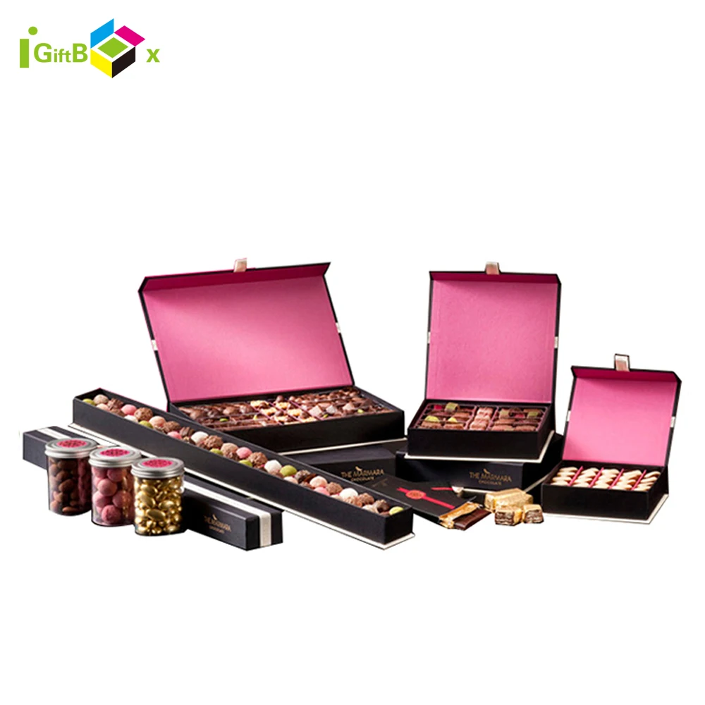 Custom Handmade Paper Cardboard Empty Chocolate Box Bar Gift Packaging Chocolate Box For Candy with Divider Inserts