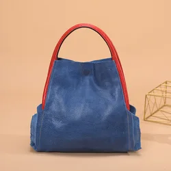 New Design European And American Style Dumpling Ruffles Lining Genuine Leather Women Handbag Handles Bag Manufacturer