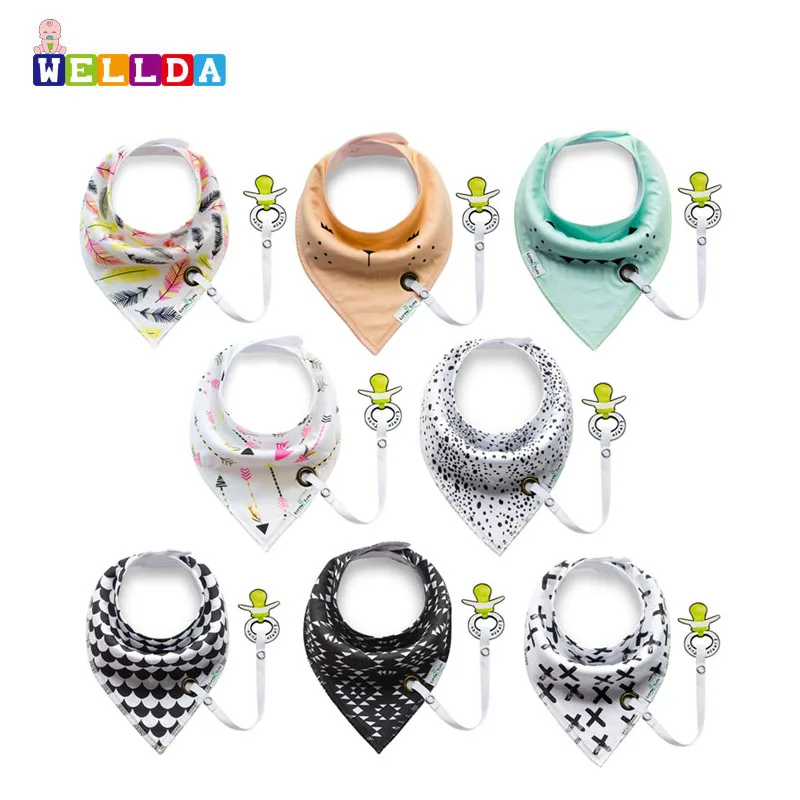 Двусторонняя и водонепроницаемая хлопковая детская бандана, Слюнявчики с регулируемыми защелками