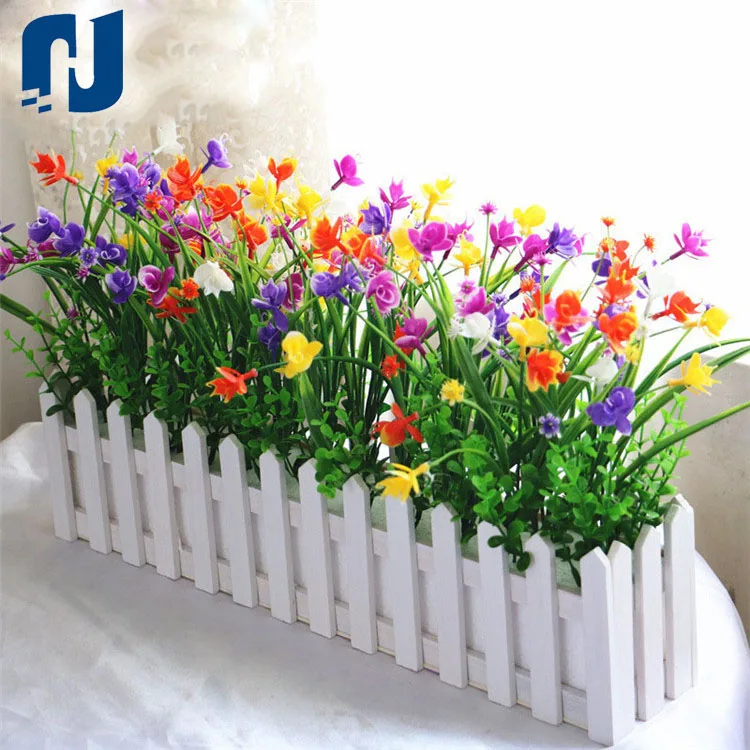 Artificial Flowers,Plants Faux Plastic Greenery Shrubs Indoor Outside Hanging Planter Home Wedding Garden Decor