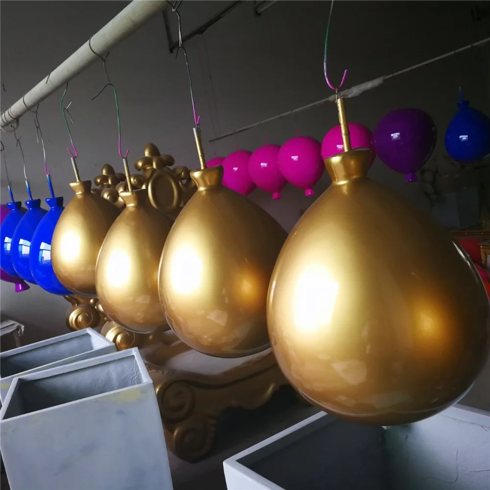 indoor colorful fiberglass stand hot air balloon for window display