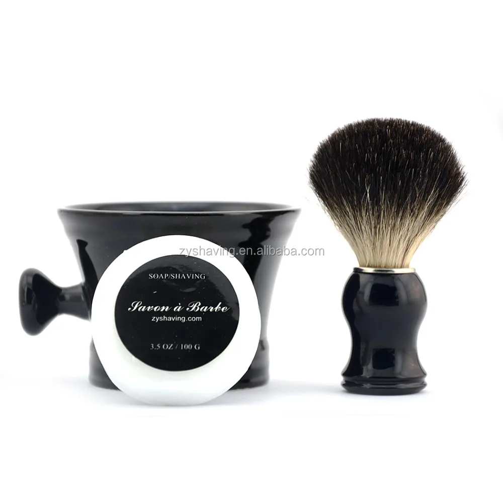ZY Ceramic Mug Bowl Shaving Soap Badger Hair Brush Set Best Luxury Shaving Cream for use with your favorite Shave Soap