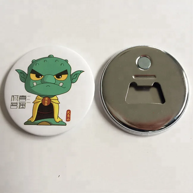 Fridge magnet bottle opener,  tin badge metal alloy bottle opener with magnet