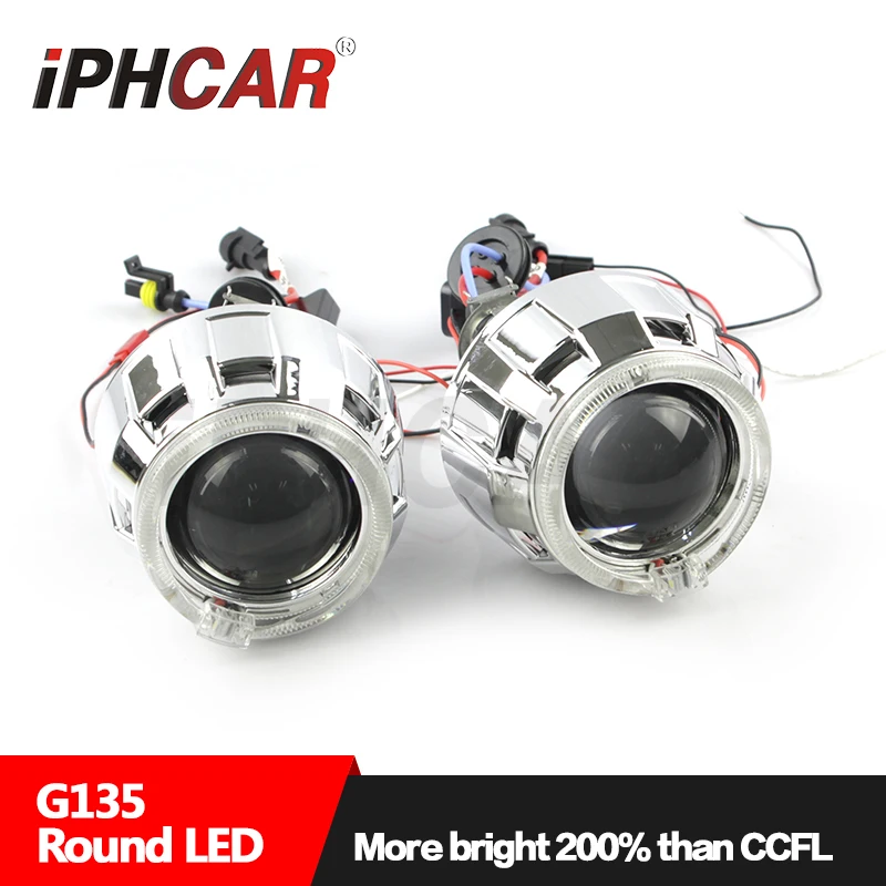 IPHCAR 2.5 inch Mini Lens Round Led Rings Projector Lens Led Light Guide Hid Projector Lens
