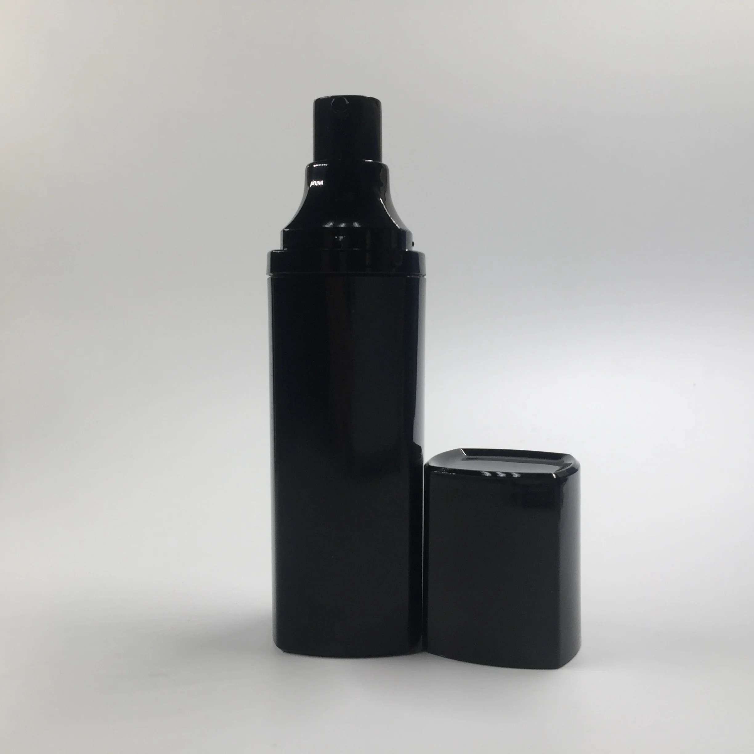 luxury black square acrylic vacuum airless pump cosmetic bottle for liquid foundation