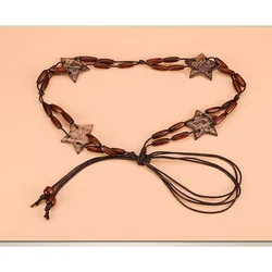 Bohemian style star beaded ladies waist braided rope belt women dress chain belt