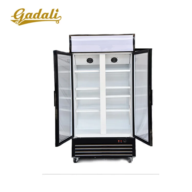 Commercial soft drink refrigerator display double glass door used beverage cooler