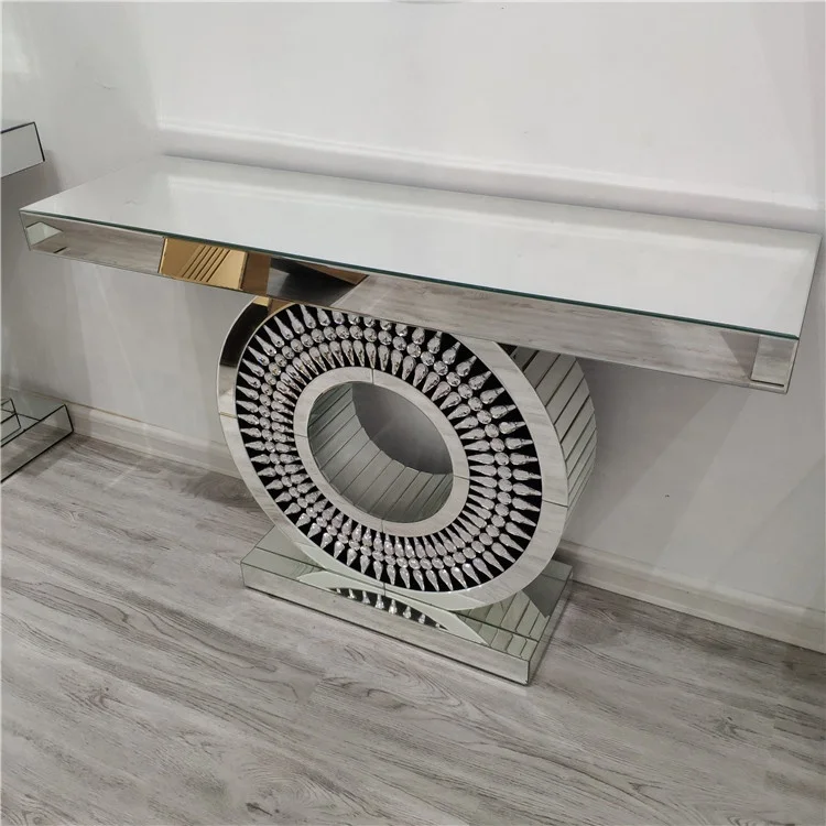 Роскошная мебель, зеркальный стол с блестящими бриллиантами