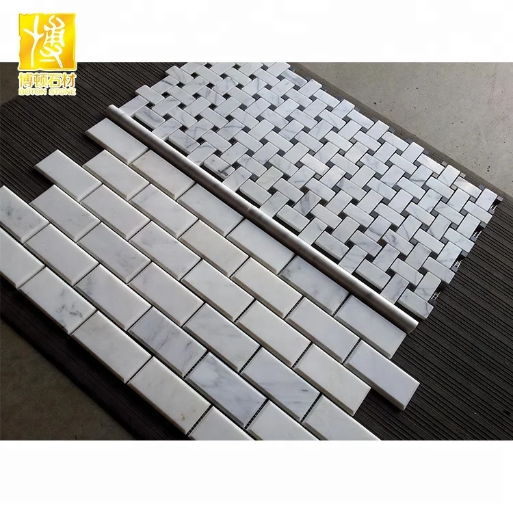 Factory Direct Supply Rectangle White Marble Mosaic for Floor Tiles