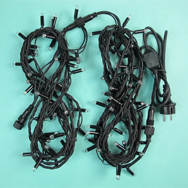 10m 100 LED Garland Christmas Tree Rubber Cable Connectable European Uk Plug Strong Rope String Light Chain For Outdoor