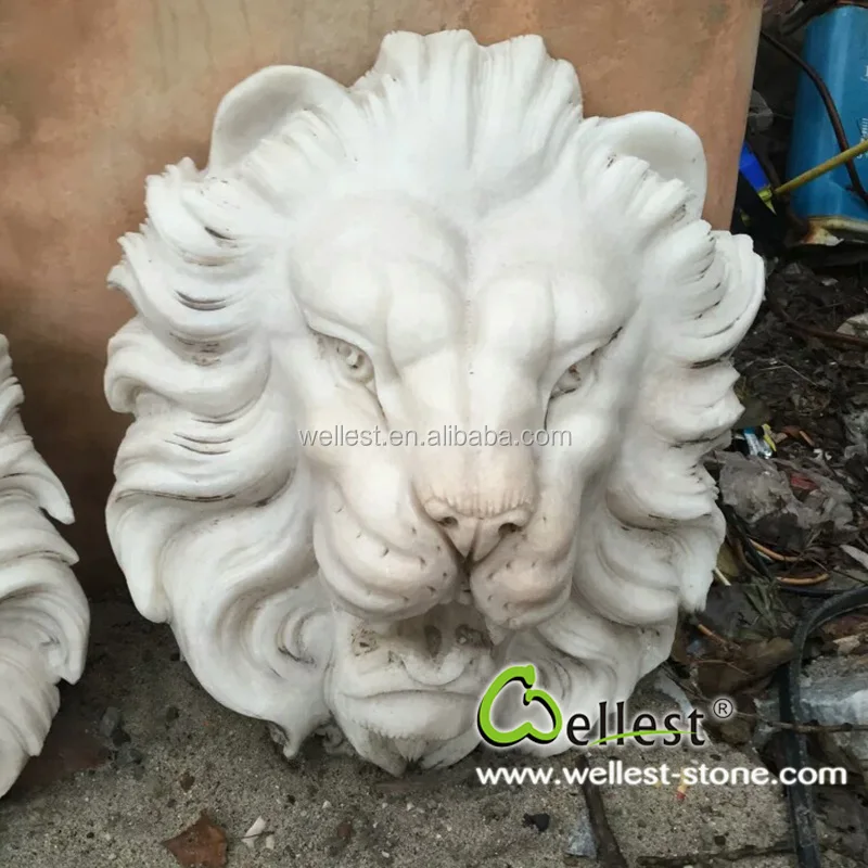 Garden Lions Head Hanging Stone Wall water Fountain