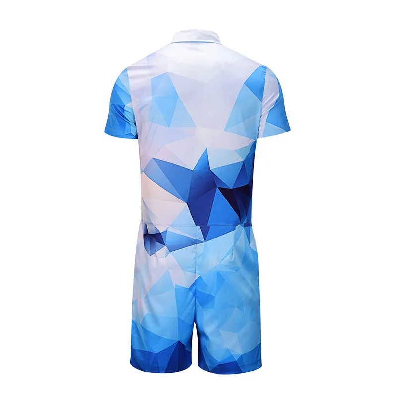 casual fashion 3d dyed sublimation print jumpsuit for men
