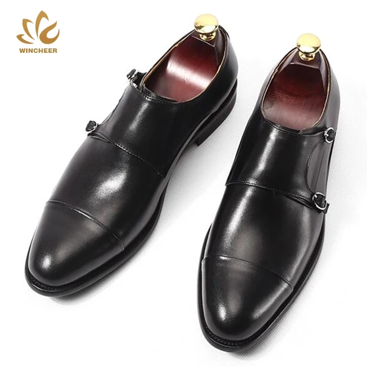 Wholesale Men Flat Shoes Good Quality Wedding Monk Strap Slip on Male Business Shoe Men Leather Dress Shoes